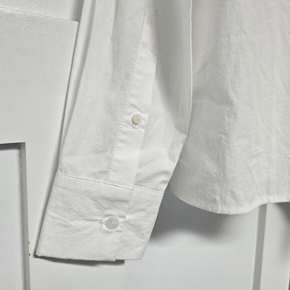 Renata Brenha Asymmetrical Gathered Pleated Collar Elegant Ruffled Blouse White - Picture 9 of 13